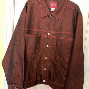 Webs Men's Classic Maroon Denim Jacket Size XL